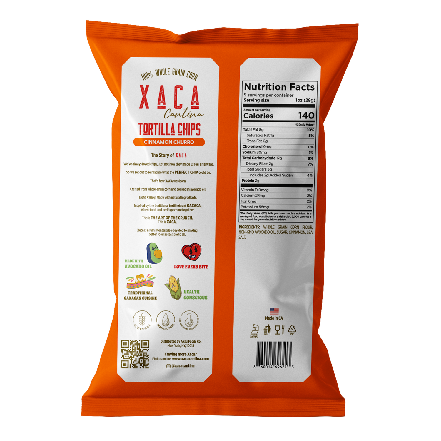 Xaca Avocado Oil Chips Cinnamon Churro